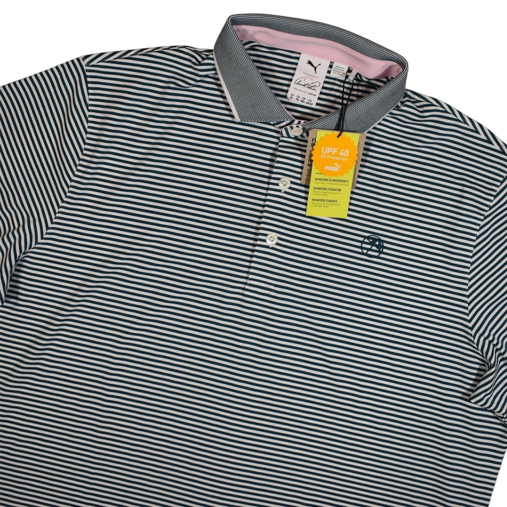 Arnold Palmer MATTR Puma‎ Traditions Mens Short Sleeve Golf Polo X-Large Grn Wht